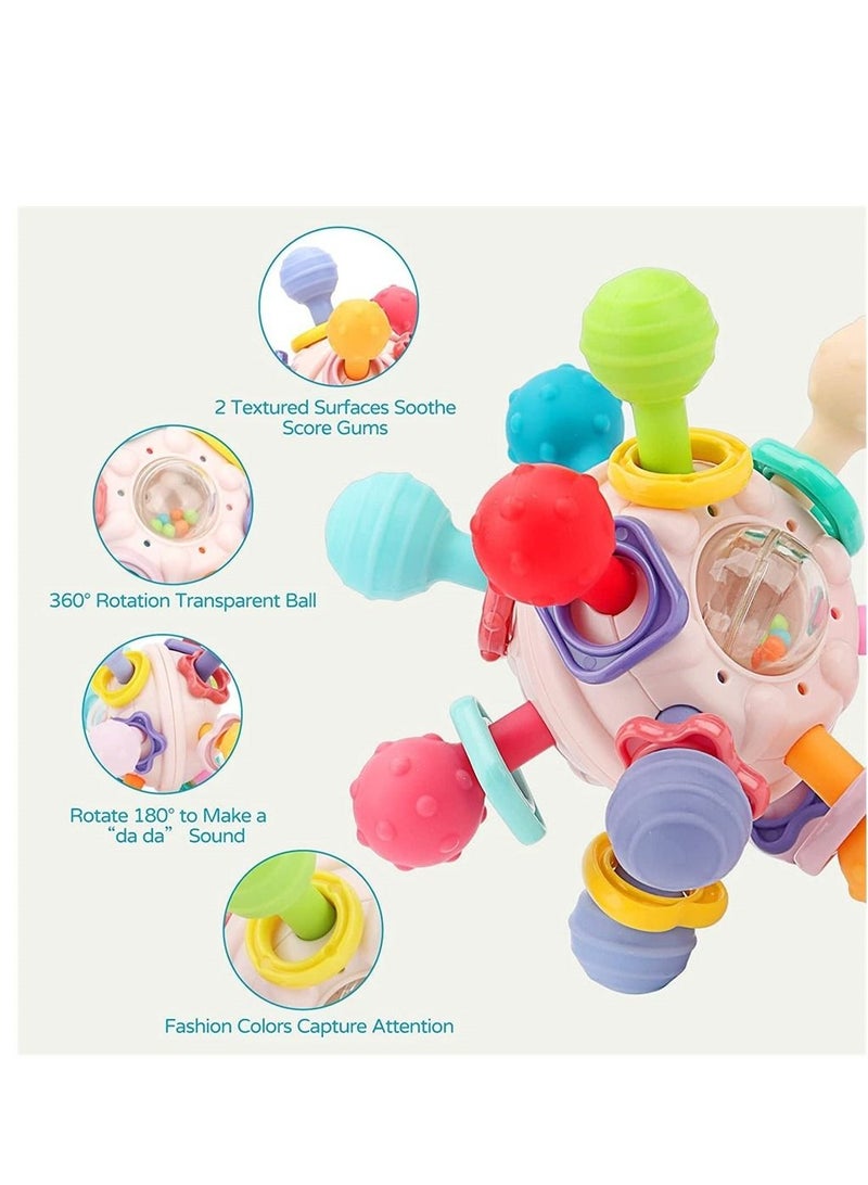 نيبمينينت Teething Toys, Baby Sensory Teether Toys for Babies 6-12 Months, Newborn Chew Ball Rattle Teethers Grasping Activities Gift - Image 2