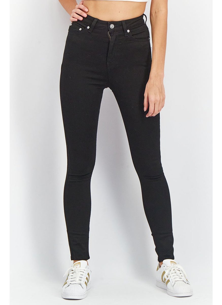 Asos Design Women Skinny Fit Plain Non-Stretchable Denim Jeans, Black  - Image 1