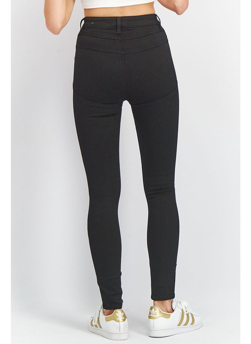 Asos Design Women Skinny Fit Plain Non-Stretchable Denim Jeans, Black  - Image 4