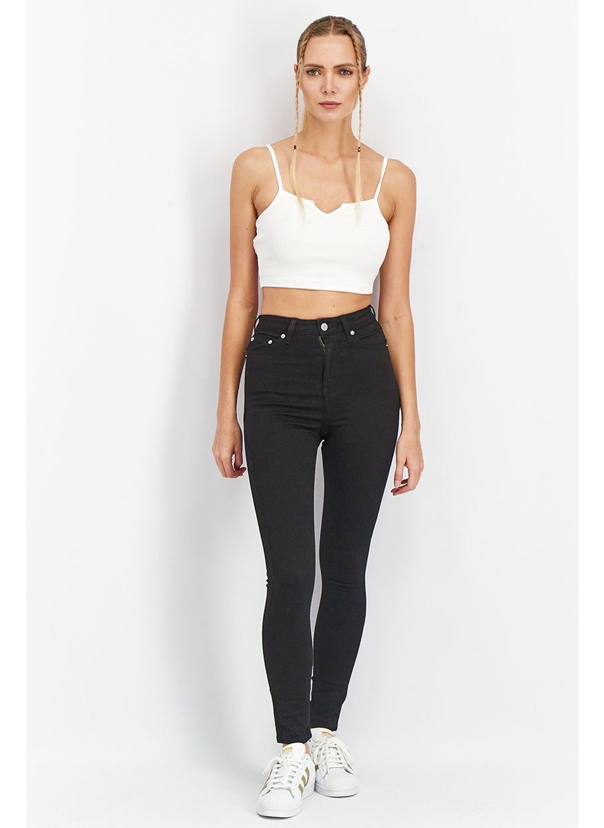 Asos Design Women Skinny Fit Plain Non-Stretchable Denim Jeans, Black  - Image 3