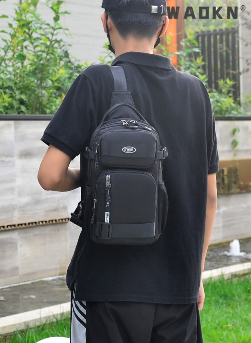 WAOKN Men's Fashionable Casual Shoulder Bag,Sling Backpack Small Crossbody Bag Shoulder Bag for Men Women Chest Bag Hiking Daypack Travel Bag Casual Daypack Backpacks for Walking Biking Gym Sport Cycling - Image 5