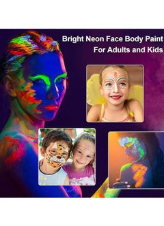 Palette 12 Colors Glow in The Dark Body Face Paint , Black Light Neon Luminous Body Paint Makeup Party Supplies, Professional Glow Face Painting Kit for Kids & Adults  - Image 3