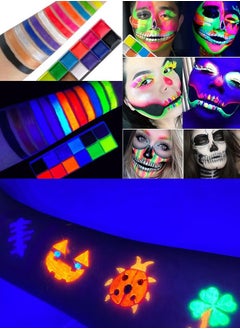 Palette 12 Colors Glow in The Dark Body Face Paint , Black Light Neon Luminous Body Paint Makeup Party Supplies, Professional Glow Face Painting Kit for Kids & Adults  - Image 2
