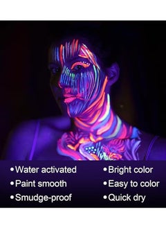 Palette 12 Colors Glow in The Dark Body Face Paint , Black Light Neon Luminous Body Paint Makeup Party Supplies, Professional Glow Face Painting Kit for Kids & Adults  - Image 4