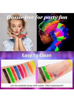 Palette 12 Colors Glow in The Dark Body Face Paint , Black Light Neon Luminous Body Paint Makeup Party Supplies, Professional Glow Face Painting Kit for Kids & Adults  - Image 5
