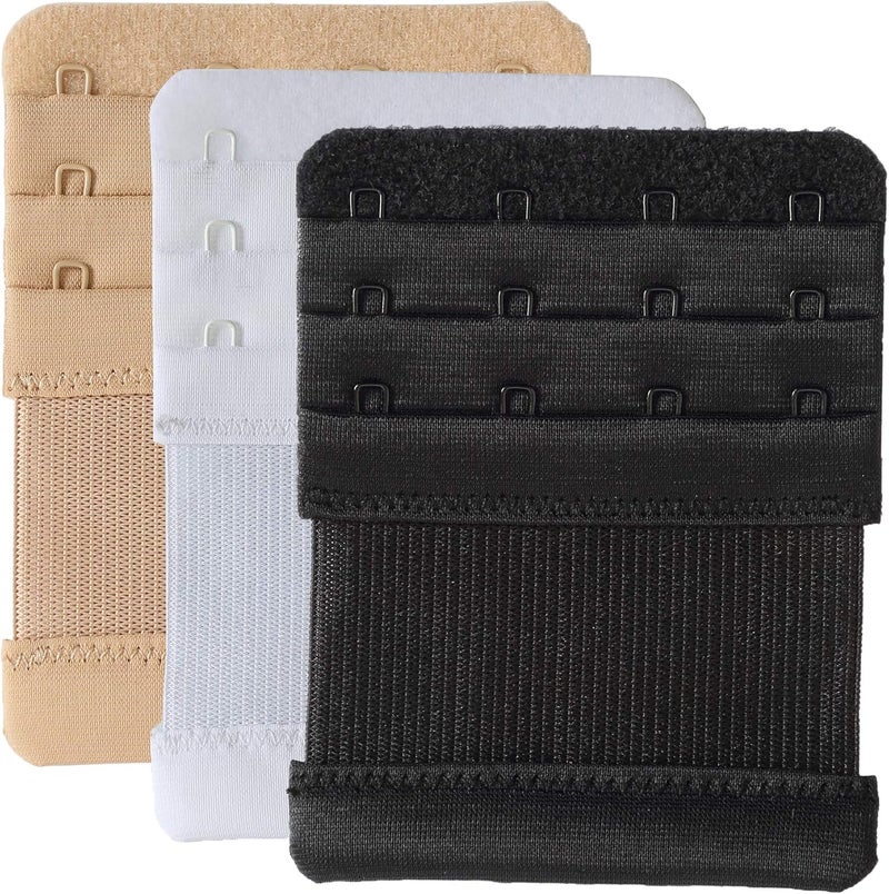 Magicmode Bra Extenders 4 Hook Elastic Stretchy Bra Extensions Strap Comfortable 3pcs-Pack - Image 1