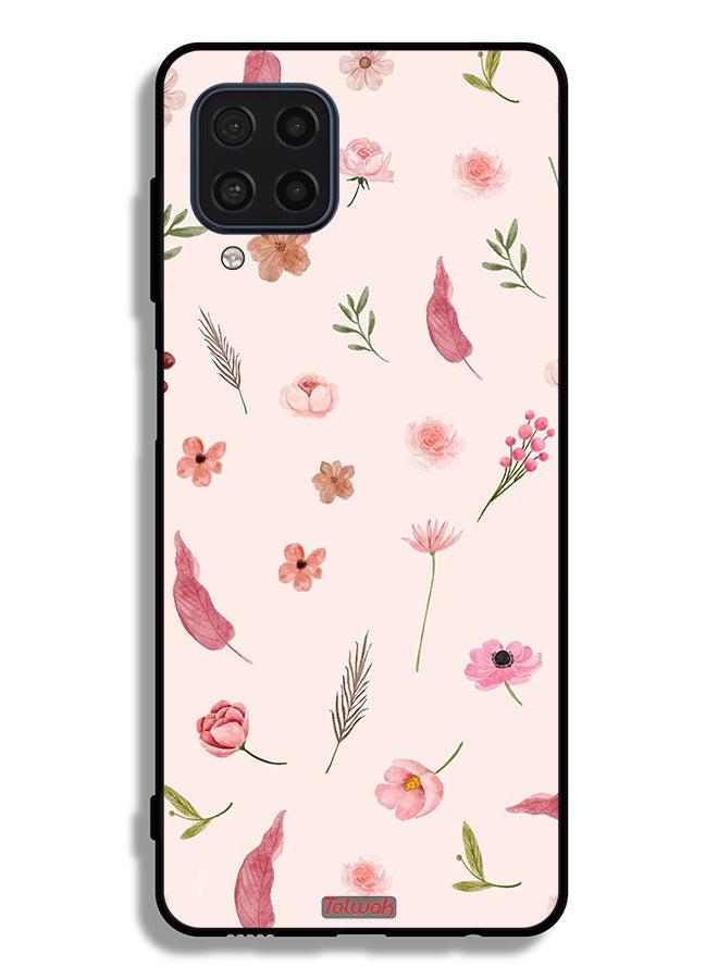 Tolwak Samsung Galaxy M22 Protective Case Cover Leaves And Roses Pattern - Image 2