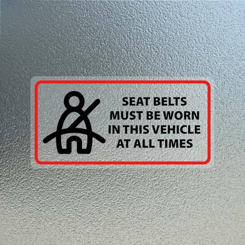 YIKIADA 10 Pack Seat Belts Must Be Worn in This Vehicle at All Times Sticker 24 Inches Caution Warning Safety Sign Self Adhesive Vinyl Waterproof Decal for Car Taxi Truck - Image 1