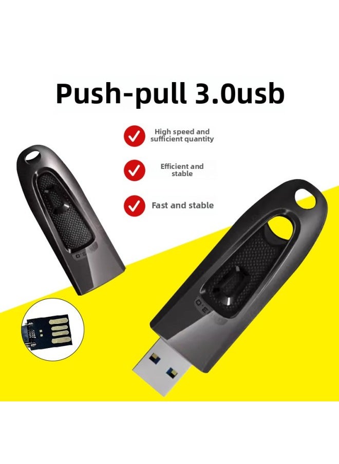 High-speed Usb3.0 Push-pull USB 64g128G Car Music USB Gift Bidding USB Campus Gift USB-Colors:Red-Capacity:256GB  - Image 3