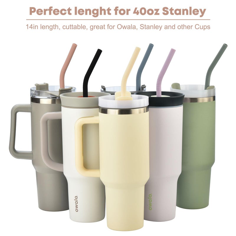 ALINK 14 inch Extra Long Pastel Color Silicone Replacement Straws for 40 oz Stanley Cup, Reusable Flexible Drinking Straws for 1 Gallon Jug, 64 oz Water Bottles, Rtic/Yeti Tumbler, Pack of 6 - Image 5