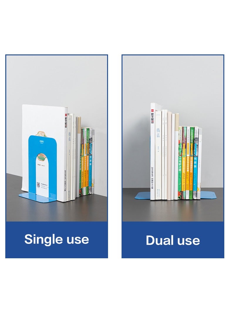 Deli E9262 Heavy-Duty Steel Bookend, 7.5", Blue, Non-Skid Padded Base & Anti-Corrosion Coating - Image 5