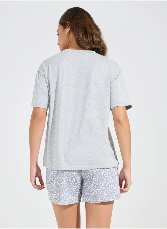 Styli Aztec Print Pocket T-Shirt & Short Set