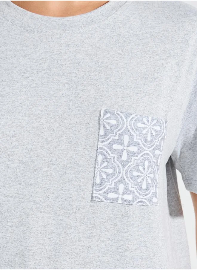 Styli Aztec Print Pocket T-Shirt & Short Set