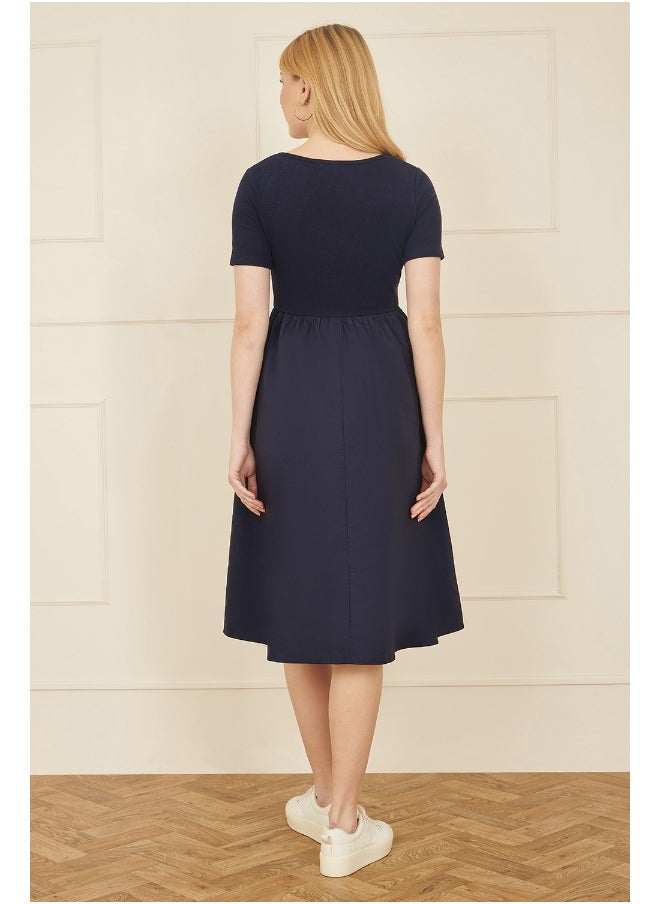 Yumi Navy Fit-and-Flare Dress  - Image 3