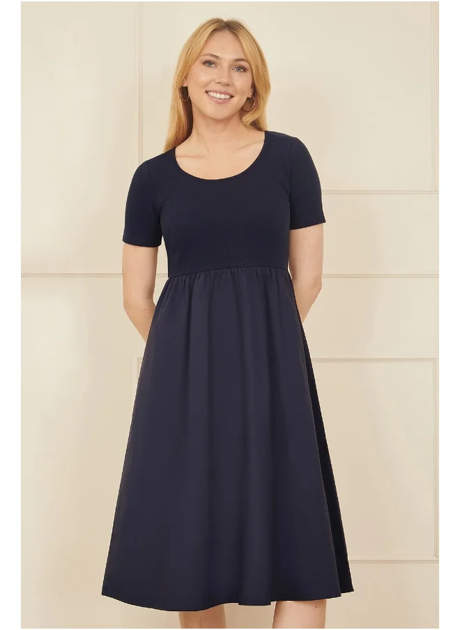 يامي Yumi Navy Jersey Top and Cotton Midi Dress