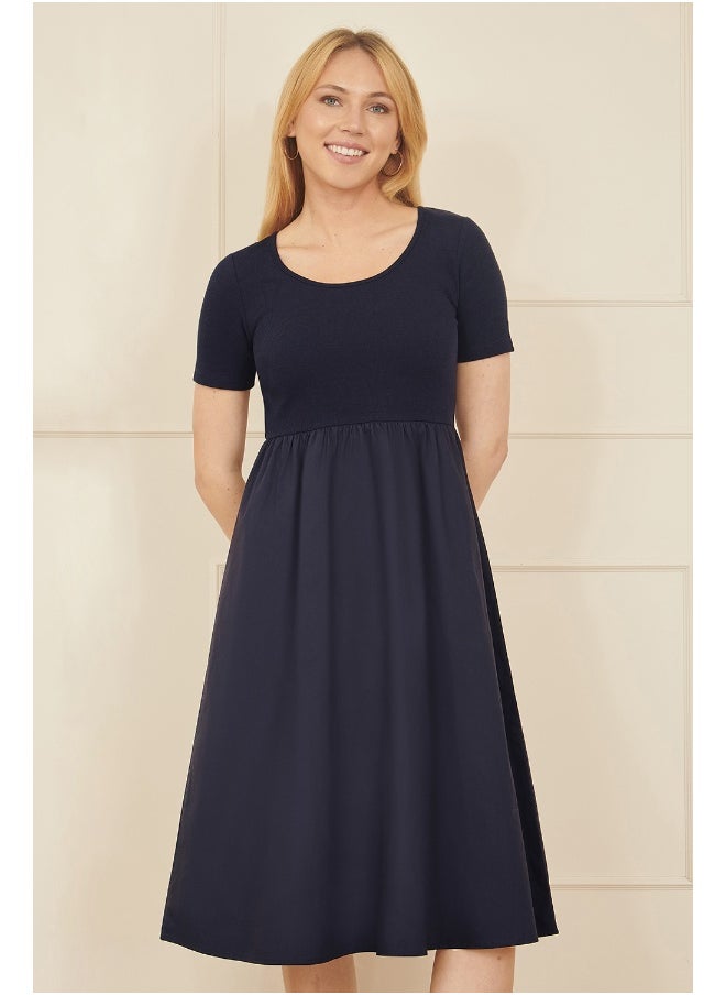 Yumi Navy Fit-and-Flare Dress  - Image 1