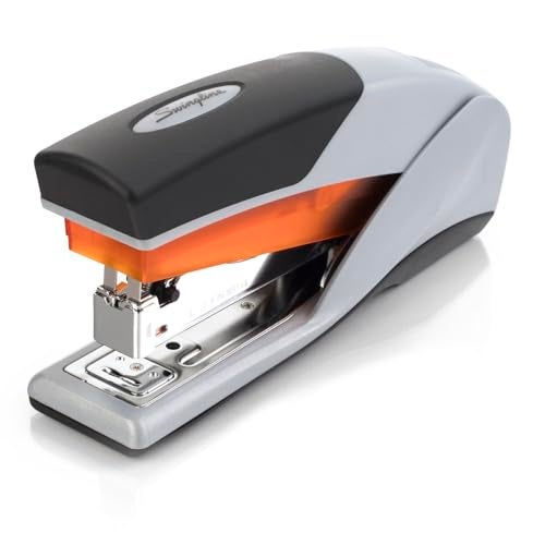 Swingline مُدبِّس سوينغلاين، سعة 25 ورقة، أوبتيما 25، خالي من التكتل، جهد مُخفَّض، مقبض ناعم، برتقالي ورمادي (66402) - Image 1