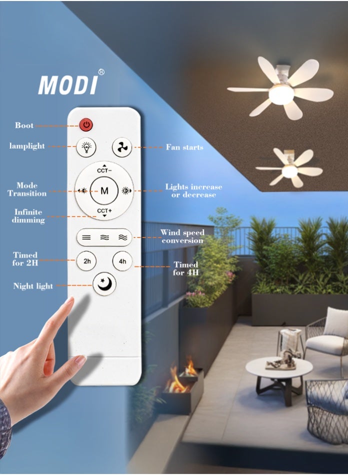 مودي مصباح سقف صغير من مودي مزود بجهاز تحكم عن بُعد - مصباح مروحة LED خافت 40 واط | 3 أوضاع ألوان (3000 كلفن/4000 كلفن/6500 كلفن)، مصباح سقف عصري منخفض الارتفاع لغرفة النوم والمطبخ والمكتب - محرك هادئ، لون أبيض - Image 4