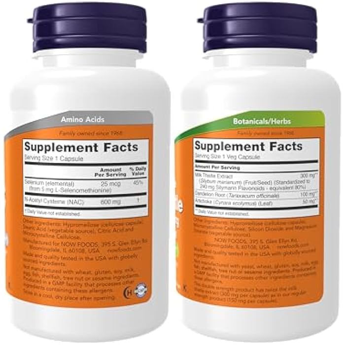 now Supplements, NAC (N-Acetyl Cysteine) 600 mg with Selenium, 100 Capsules with Now Supplements, Silymarin Milk Thistle Extract 300 mg with Artichoke and Dandelion,100 Veg Capsules - Image 2