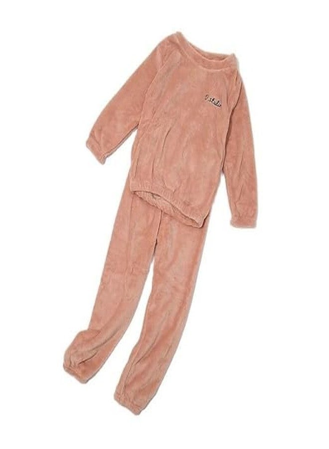 SHAPERX® Girls Boys Soft Warm Fleece Fabric Pajamas Set Kids Casual Autumn Everyday wear, School, Events, Sleepwear Loungewear Pack of 1 (PEACH, L) - Image 3