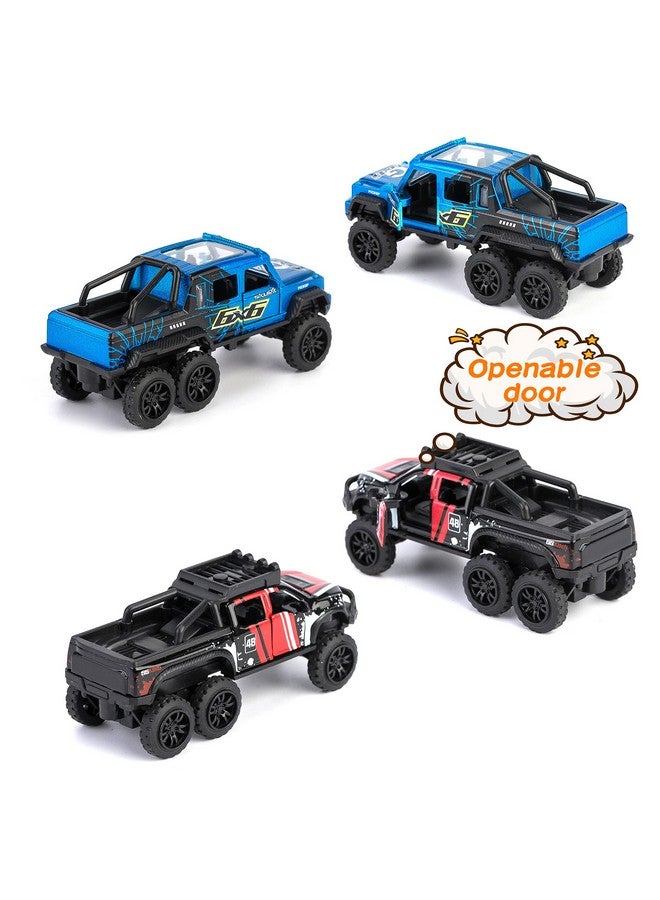 KIDAMI Diecast Toy Trucks 4 Pack Pull Back Toy Cars Openable Doors Off-Road Car Toys Birthday Gift For Boys And Toddlers (Colorful) - Image 3