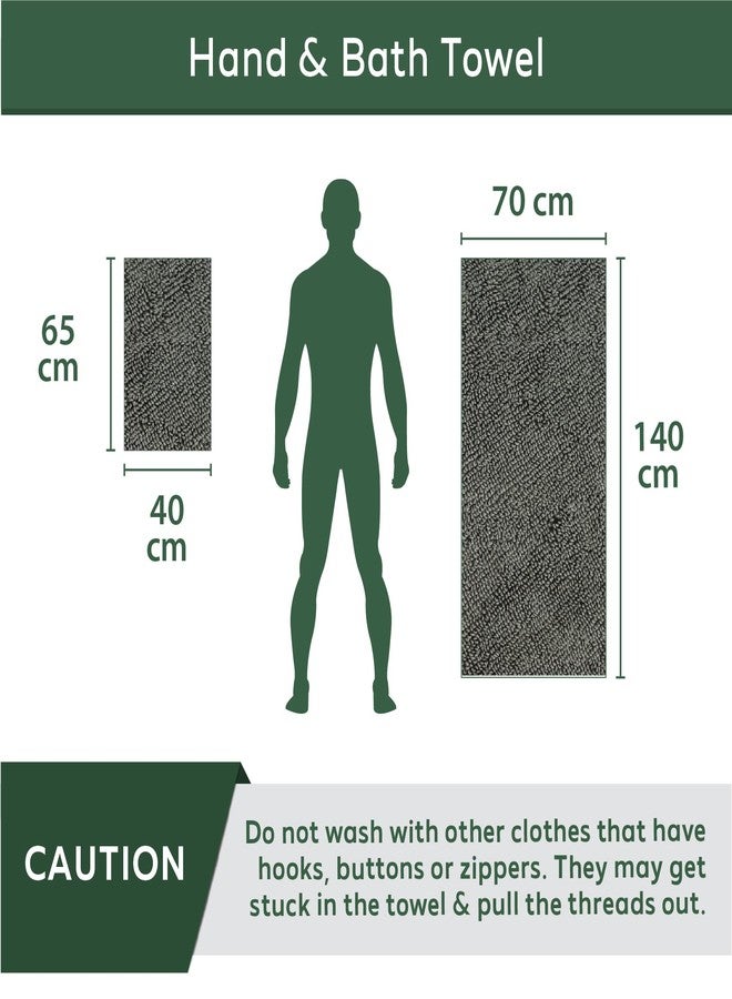 AUXIMPRO Bamboo Towel Set (1 Bath & 1 Hand Towel Combo), 600 GSM, Super Absorbent & Soft, Antibacterial, Iris - Image 3