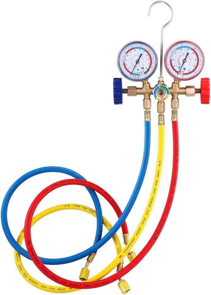 Eacam Refrigerant Manifold Gauge Set Air Conditioning Tools with Hose and Hook - Image 3