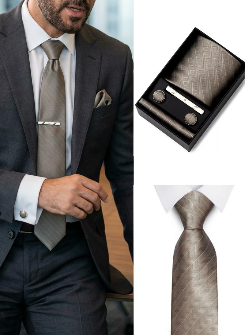 أوليس فيرس  هدية عيد الحب للرجال: مجموعة ربطة عنق رسمية (6 قطع) من البوليستر الحريري مع صندوق هدية، إكسسوارات للمكتب والحفلات والزواج - Image 1