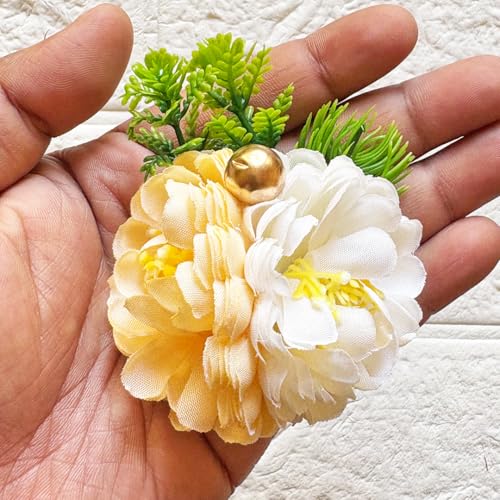 ADIKALA Craft Store Set of 6 Handmade Artificial Peonies Flower Bunch for Hamper, Flower Brooch Hamper for Decoration, Gifting, Trousseau Packing | Flower Bunch (Multi Color D3) - Image 3