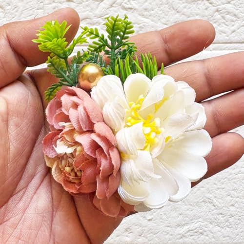 ADIKALA Craft Store Set of 6 Handmade Artificial Peonies Flower Bunch for Hamper, Flower Brooch Hamper for Decoration, Gifting, Trousseau Packing | Flower Bunch (Multi Color D3) - Image 4