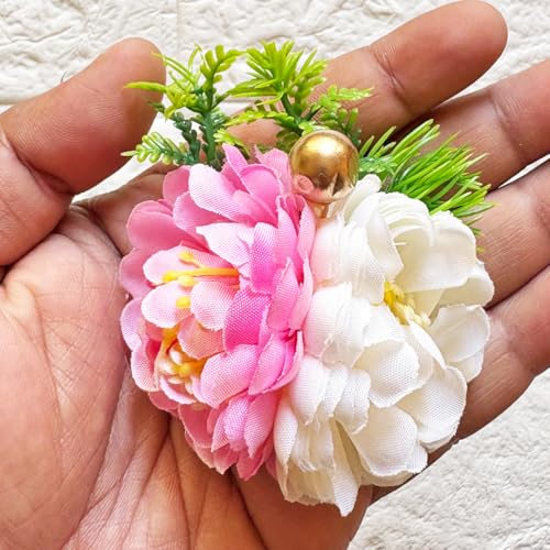 ADIKALA Craft Store Set of 6 Handmade Artificial Peonies Flower Bunch for Hamper, Flower Brooch Hamper for Decoration, Gifting, Trousseau Packing | Flower Bunch (Multi Color D3) - Image 5