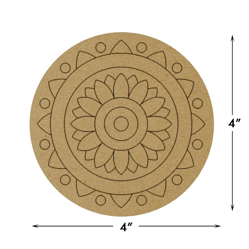 PICRAZEE DIY Engineered Pine MDF Pre-Marked 12 Round Plates in 4 inch Diameter and 5.5 mm Thickness– Ideal for Art and Craft, Resin Art, Decoupage, and DIY Projects - Image 2