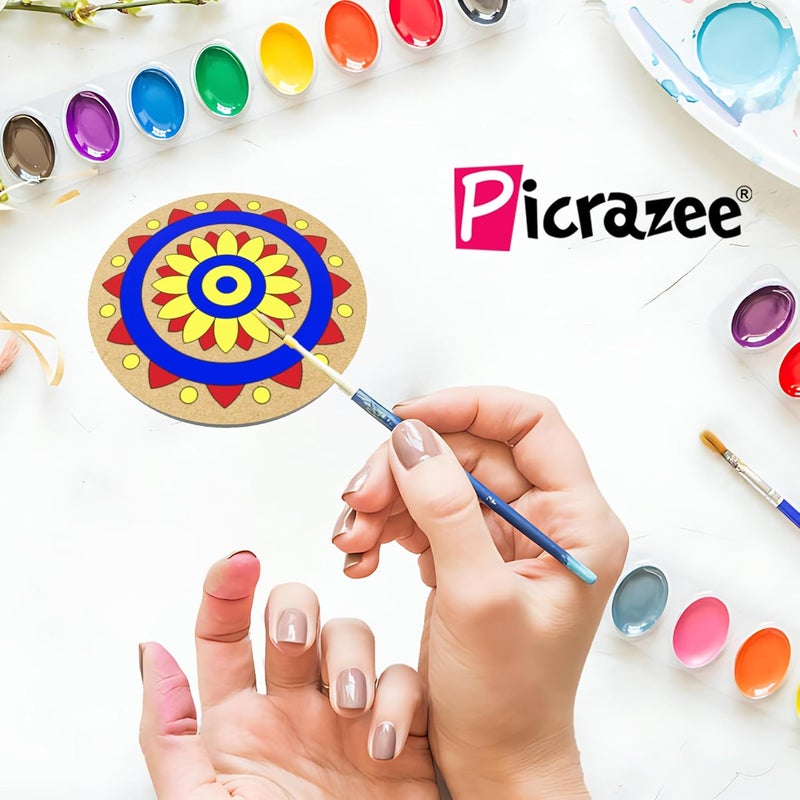 PICRAZEE DIY Engineered Pine MDF Pre-Marked 12 Round Plates in 4 inch Diameter and 5.5 mm Thickness– Ideal for Art and Craft, Resin Art, Decoupage, and DIY Projects - Image 3