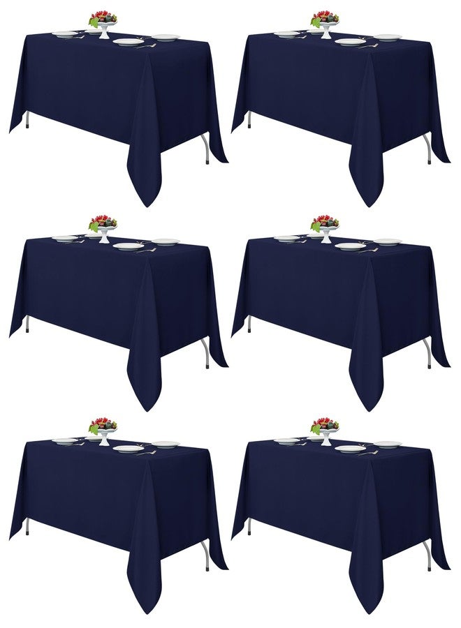 Fitable Navy Tablecloths for 6-8 Foot Tables, 6 Pack - 70 x 120 Inches - Reusable and Washable Table Clothes, Polyester Fabric Table Covers for Wedding, Party, Banquet - Image 1