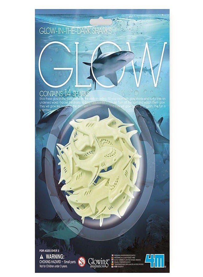 4m 4M - Glow In The Dark Sharks 14 Pieces - 5940