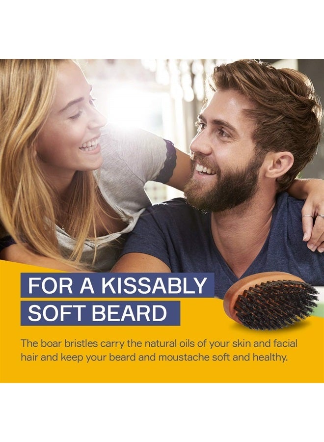 Seven Potions Beard Brush For Men With 100% First Cut Boar Bristles. Made in Pear Wood With Firm Bristles To Tame and Soften Your Facial Hair