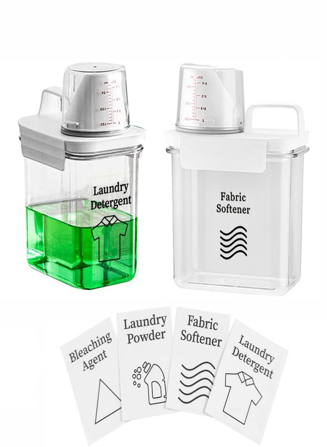Akalin [2 Pack] Laundry Detergent Dispenser for Laundry Room Organization and Storage,37 Oz Laundry Soap Dispenser,Liquid Laundry Detergent Dispenser with 4 Removable Labels,BPA Free & PET Plastic,Clear - Image 1