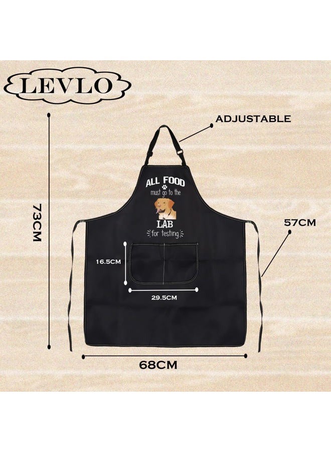 LEVLO All Food Must Go to The Lab for Testing Tea Apron Kitchen Dish Apron for Dog Dad Mom(Lab for Testing) - Image 2