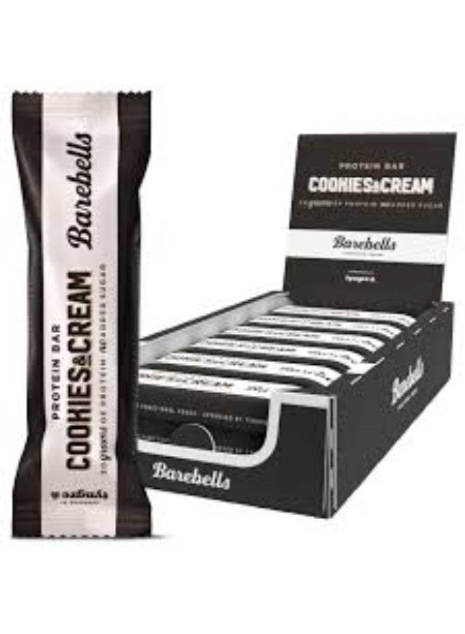 Barebells Cookies & Cream High Protein and Low Carb Bar - 12 x 55g (1,94 oz) Low Sugar Snack Protein Bar with 20g protein