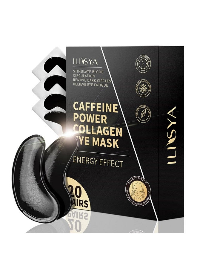 روس رقع الكولاجين تحت العين مع قناع علاج العين بالكافيين للهالات السوداء وتعب العين والانتفاخات المنعشة والمنشطة للعناية بالبشرة وسادات جل العين 20 زوجًا - Image 1