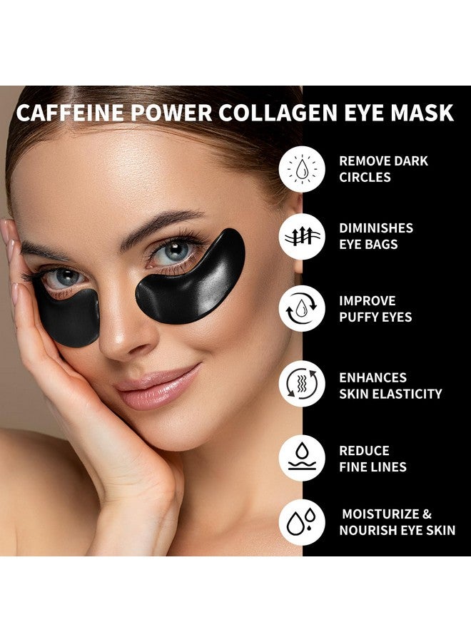 روس رقع الكولاجين تحت العين مع قناع علاج العين بالكافيين للهالات السوداء وتعب العين والانتفاخات المنعشة والمنشطة للعناية بالبشرة وسادات جل العين 20 زوجًا - Image 2