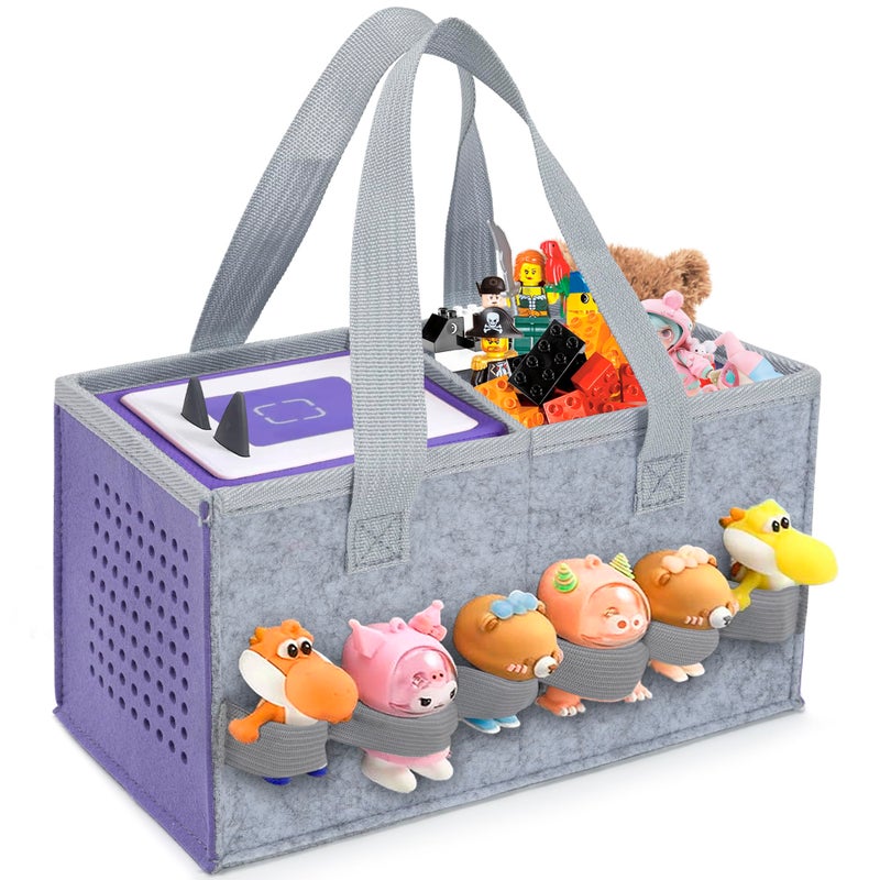 IBVIVIC Carrying Case for Toniebox Starter Set and Figurines, Portable Travel Felt Cloth Musical Toy Folding Bag with Handle for Toniebox 2 and Accessories(Purple) - Image 1