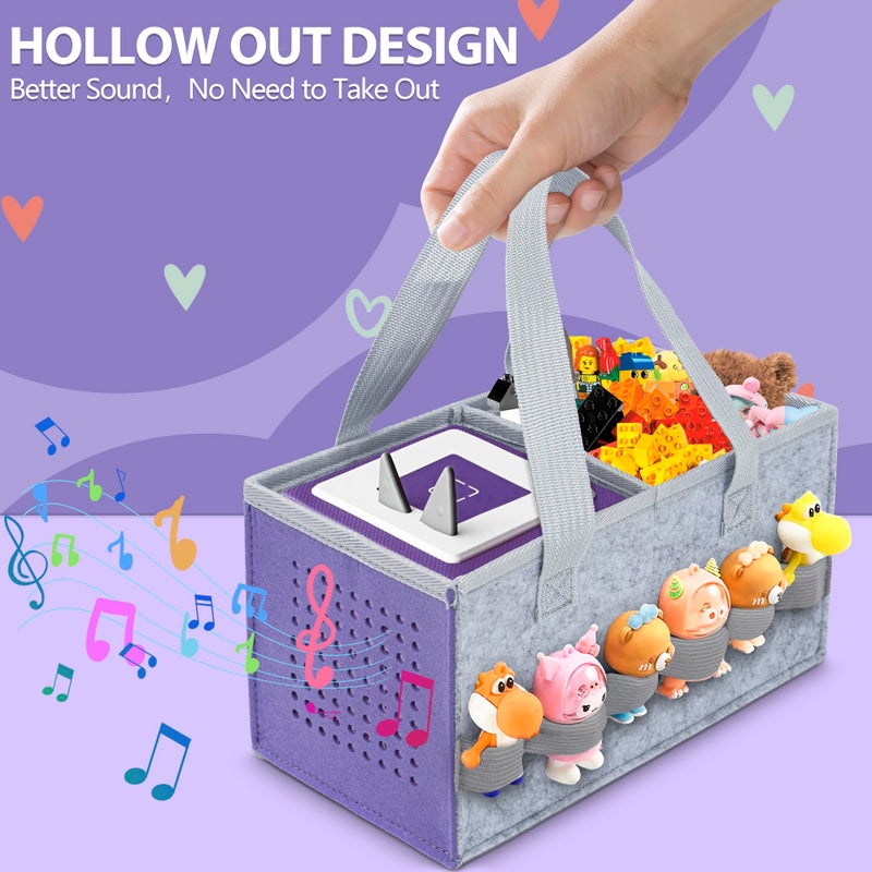 IBVIVIC Carrying Case for Toniebox Starter Set and Figurines, Portable Travel Felt Cloth Musical Toy Folding Bag with Handle for Toniebox 2 and Accessories(Purple) - Image 4