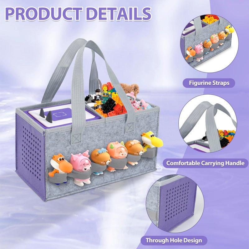 IBVIVIC Carrying Case for Toniebox Starter Set and Figurines, Portable Travel Felt Cloth Musical Toy Folding Bag with Handle for Toniebox 2 and Accessories(Purple) - Image 5