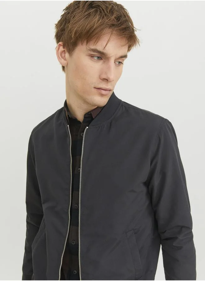 JACK & JONES Solid Bomber Jacket with Pockets