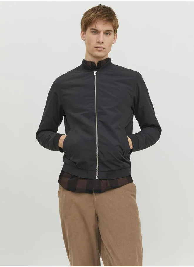 JACK & JONES Solid Bomber Jacket with Pockets