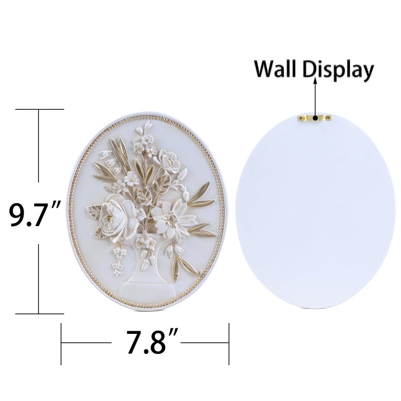 SIKOO Vintage Wall Sculptures White Flower Wall Art Hand Painted Ornate Wall Hanging Decoration Antique Pediment Wall Statue Ornament Decor Gallery for Kitchen Bedroom Living Room - Image 5