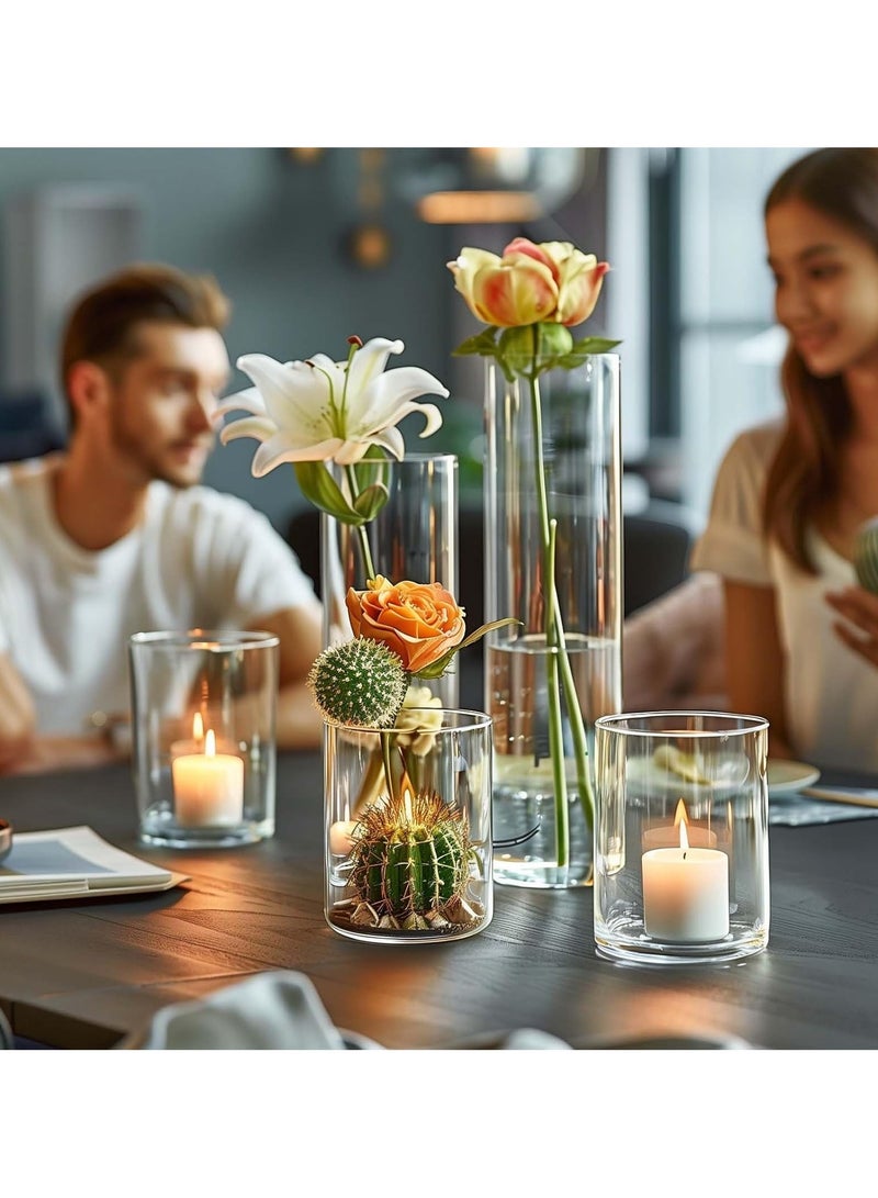 فوك الزجاج أسطوانة الزهرة 10,8,7,6,4 بوصة طويلة واضحة زهرة الزهرة الزهرة للنباتات باقة,حامل الشمعة للطاولة مركز الزفاف ديكور المنزل - Image 3