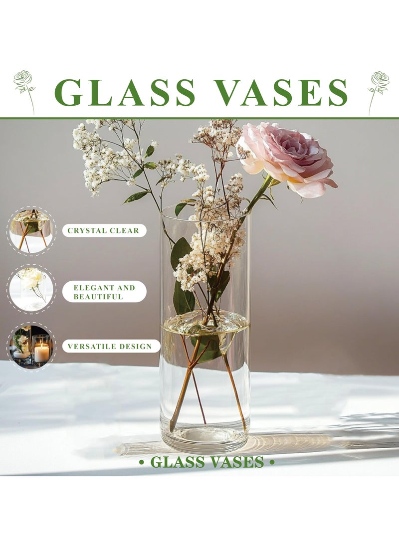 فوك الزجاج أسطوانة الزهرة 10,8,7,6,4 بوصة طويلة واضحة زهرة الزهرة الزهرة للنباتات باقة,حامل الشمعة للطاولة مركز الزفاف ديكور المنزل - Image 5