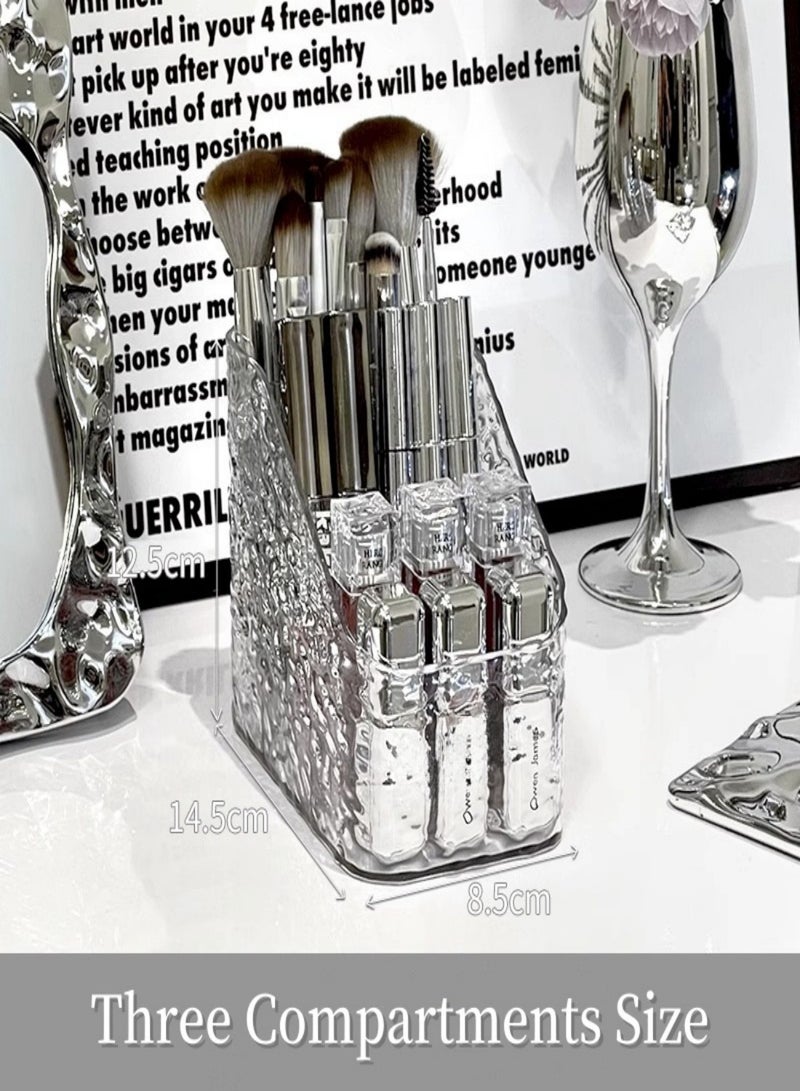 （2 Pieces）Large Capacity Makeup Brush Holder  3-Compartment Makeup Brush Cup and 4-Compartment Makeup Organizer,Perfume Storage Rack ,Transparent Plastic Makeup Holder, Make Up Brush Holder for Vanity Decor,Bathroom Countertops,Desk Storage Container,Cosmetic Display Cases - Image 5